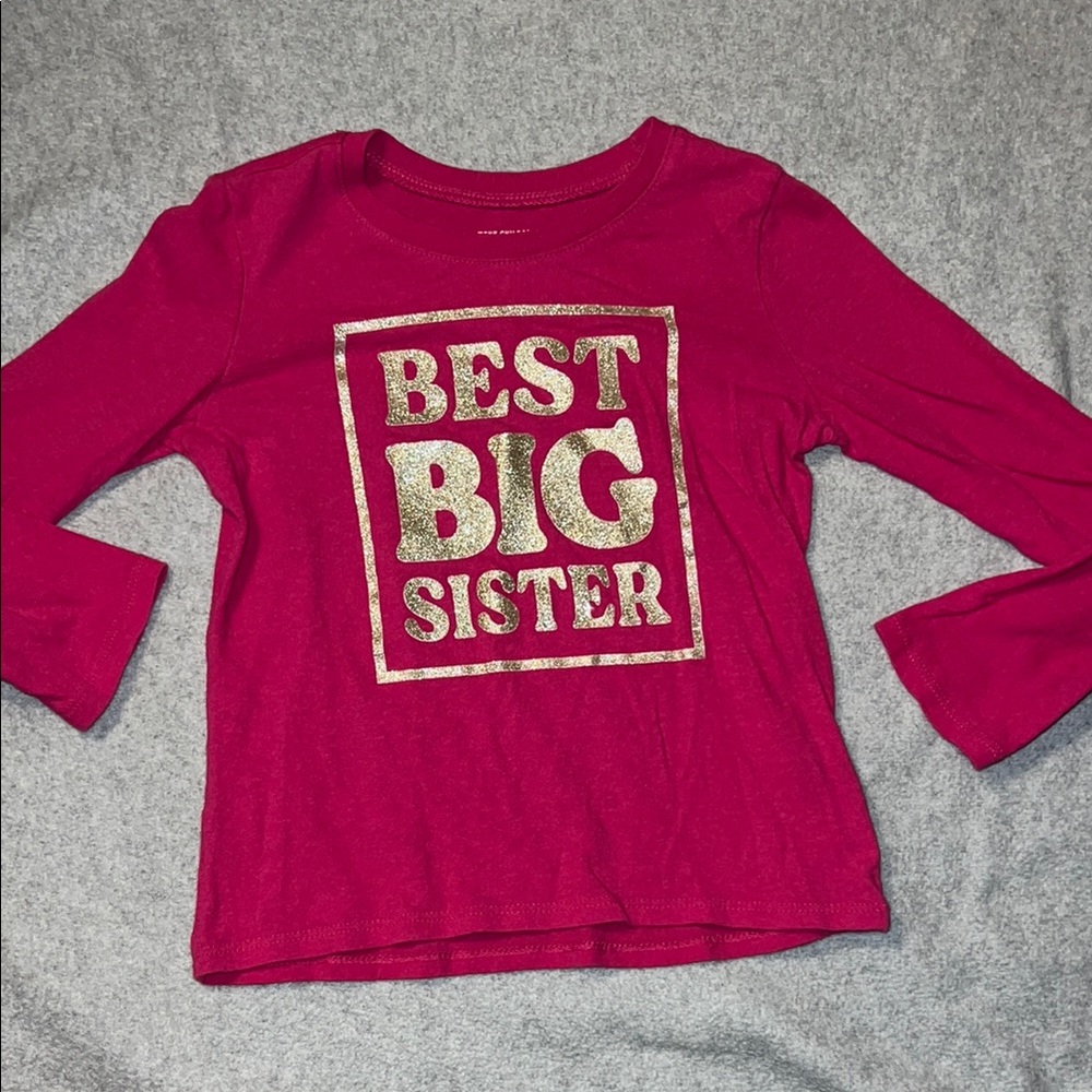 Kids 'Best Big Sister' Pink&Gold 4T long sleeve top